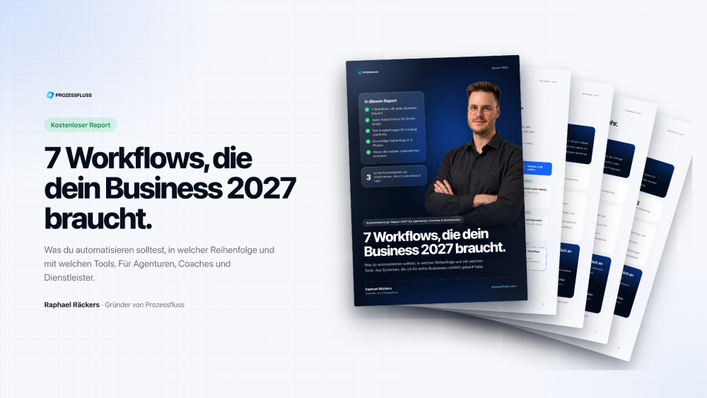 7 Must-Have-KI-Workflows für Agenturen, Coaches & Dienstleister, die sowohl Kosten als auch Mitarbeiter einsparen wollen und mehr Gewinn ohne mehr Marketing machen möchten.