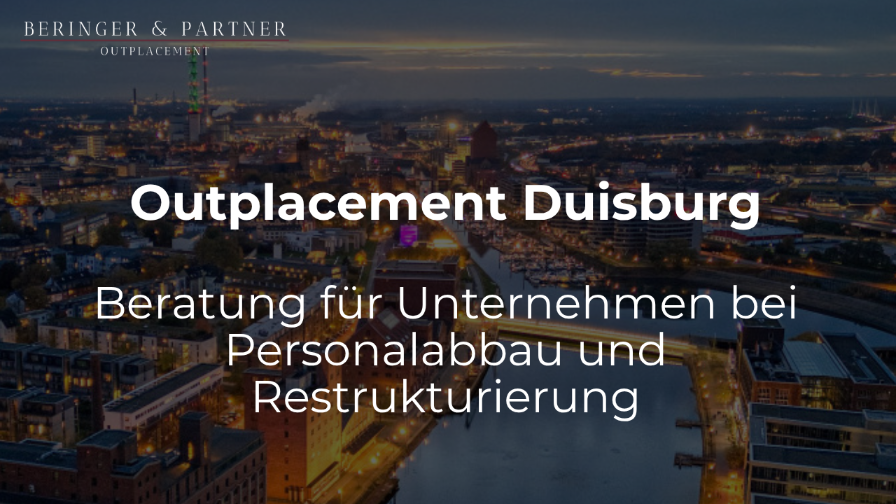 Nachtaufnahme von Duisburg mit Fokus auf Outplacement Duisburg für Unternehmen.