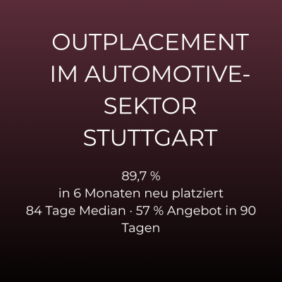 Outplacement Automobilzulieferer Stuttgart: 89,7 % nach 6 Monaten neu platziert