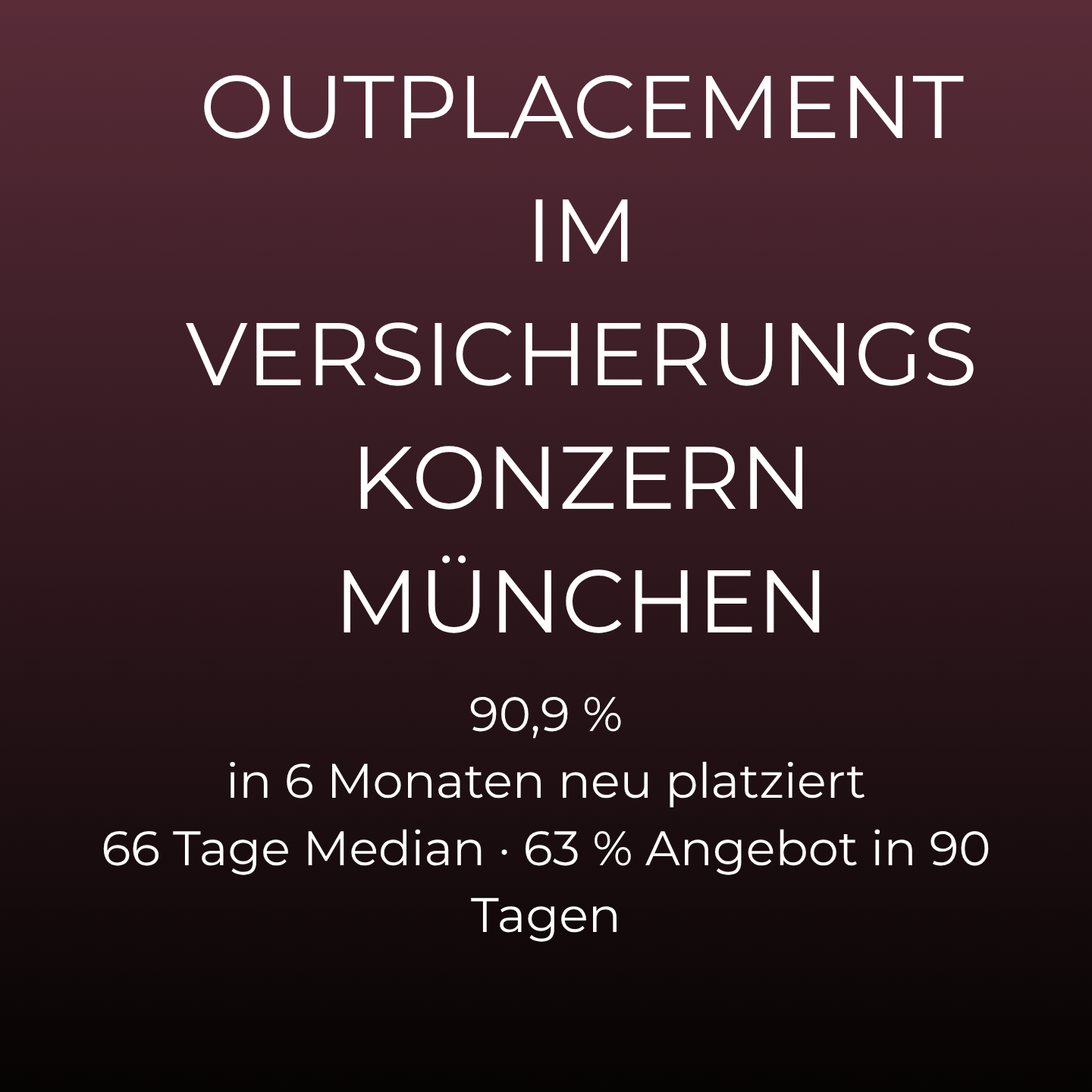 Outplacement Versicherung München: 90,9 % in 6 Monaten neu platziert