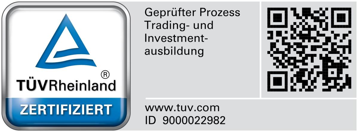TÜV Zertifizierung für den geprüften Prozess der Trading-Ausbildung.