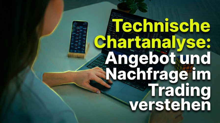 Darstellung eines Computers mit Charts zur technischen Chartanalyse im Trading.