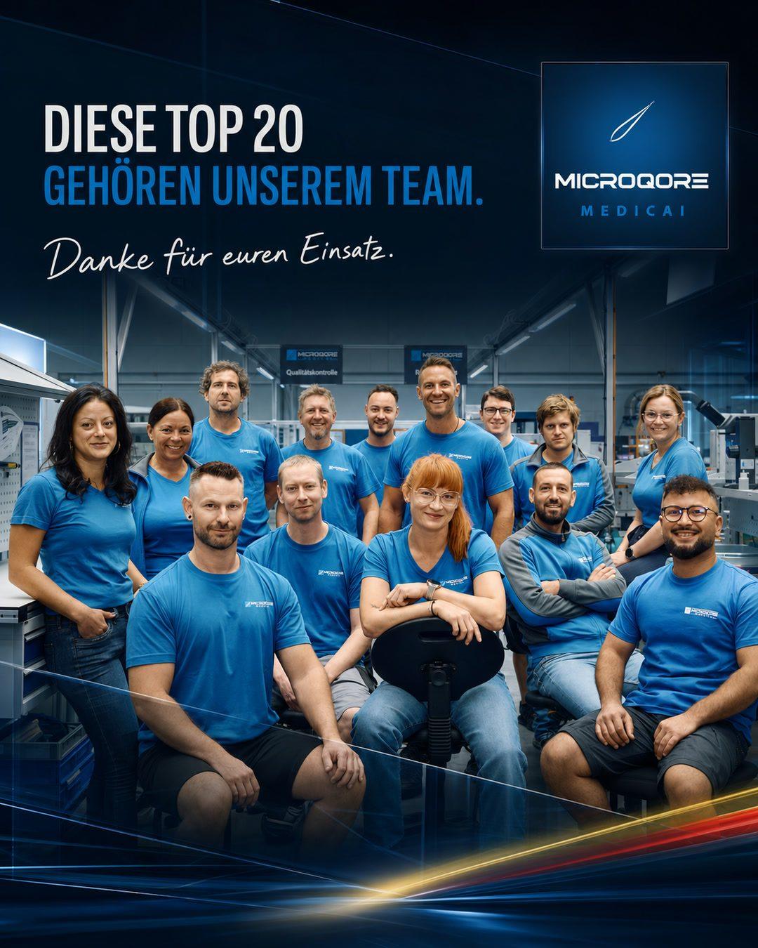 Das Team von MICROQORE MEDICAL feiert die Top 20 Nominierung mit einem Dankeschön.