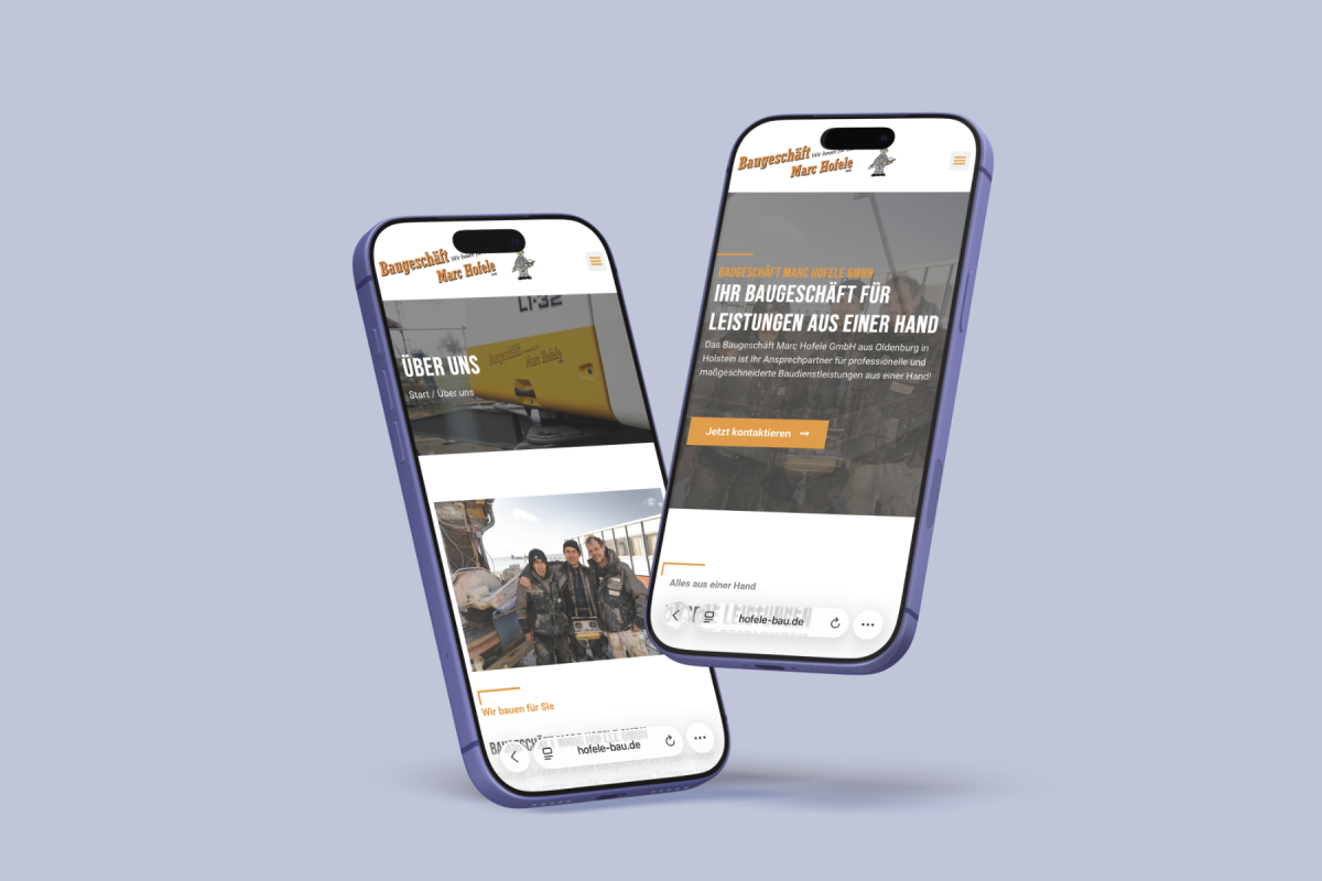 Mobil-Ansicht der Website vom Baugeschäft Marc Hofele GmbH.