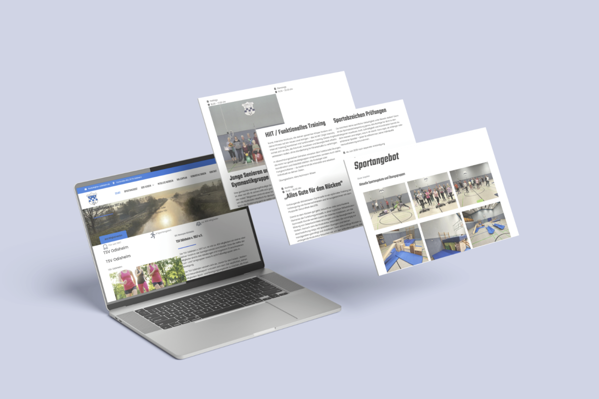 Laptop-Ansicht der Website des TSV Odisheim.