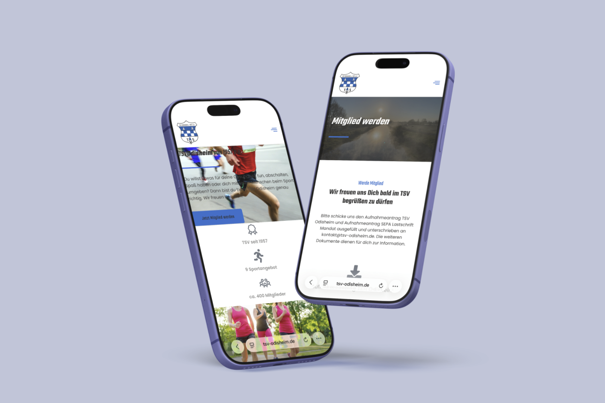 Mobil-Ansicht der Website des TSV Odisheim.