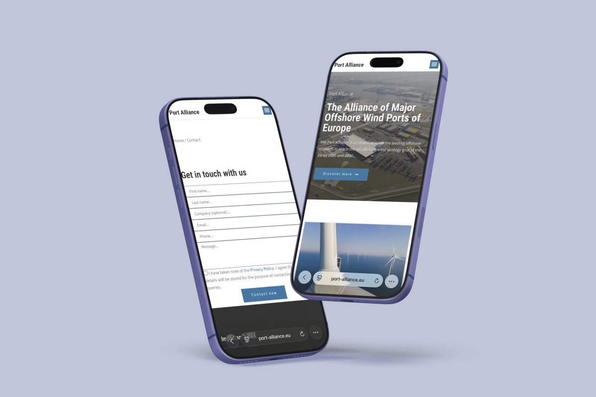 Handy-Ansicht der Website der Port-Alliance.
