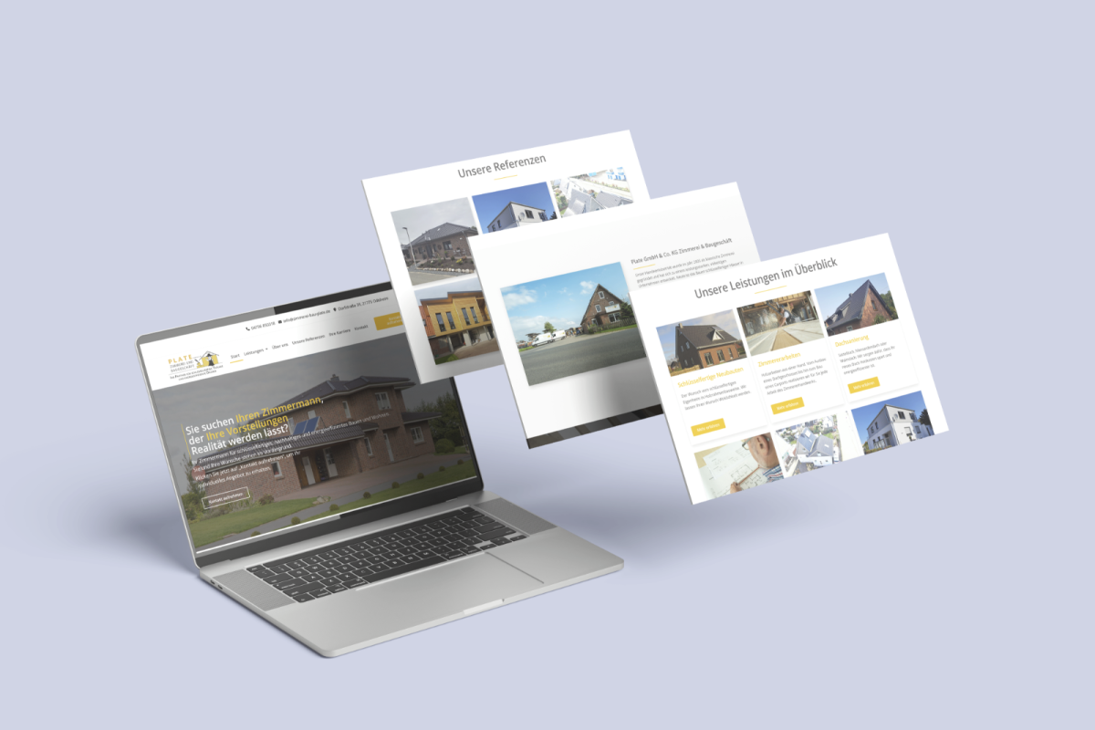Website der Plate GmbH & Co KG, die für die lokale Google Suche optimiert ist