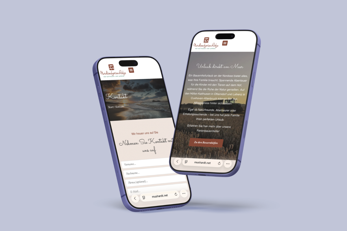 Mobilansicht der neuen Website der Nordseeferienhöfe.
