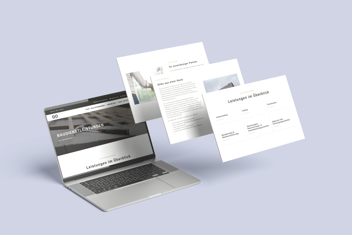 Laptop-Ansicht der Website von GO Immobilien GmbH & Co. KG.