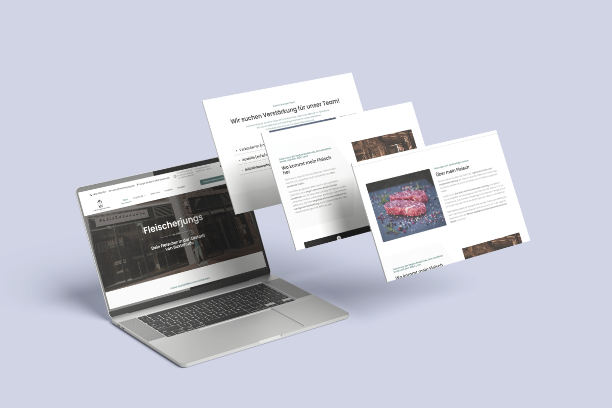 Laptop Ansicht der Website der Fleischerjungs erstellt durch ReyeltMedia