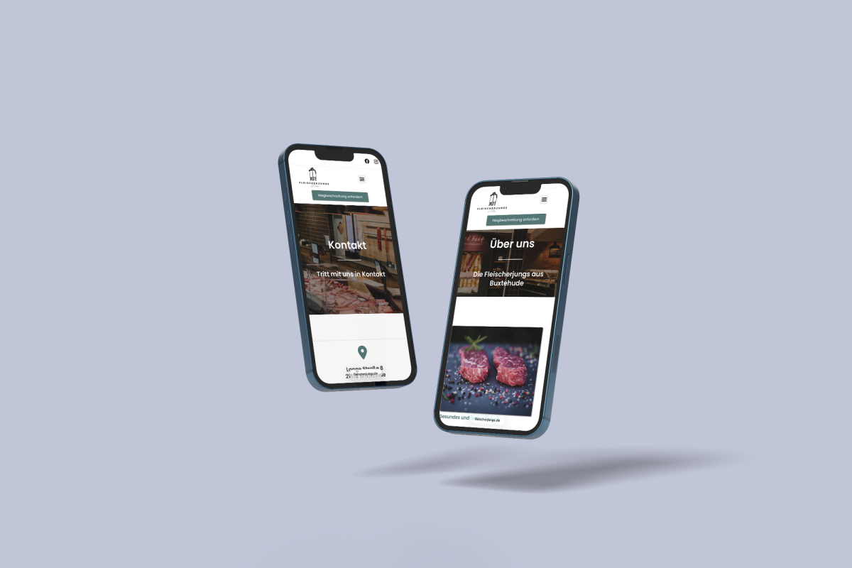 Mobile Ansicht der Website der Fleischerjungs aus Buxtehude.