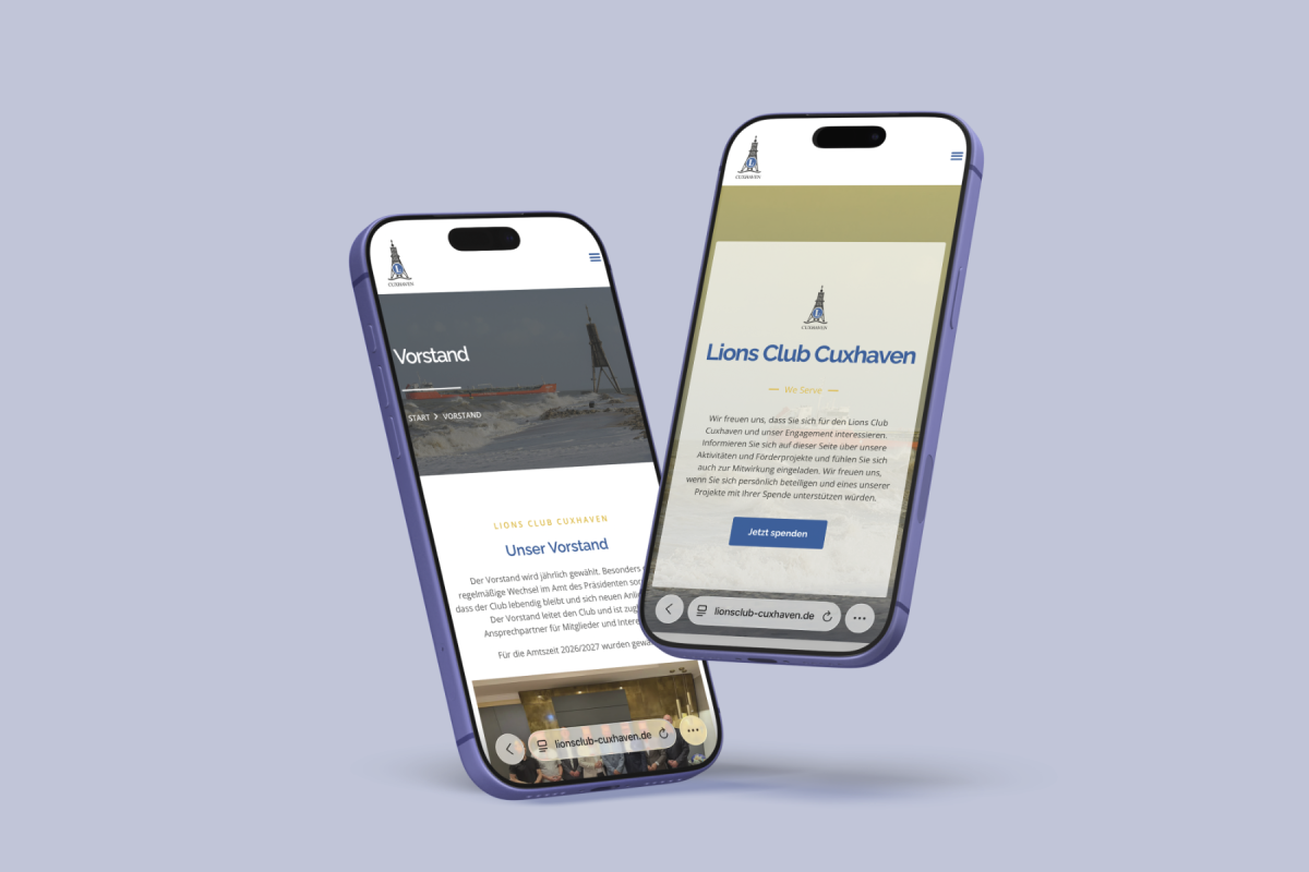 Mobile-Ansicht der Website des Lions Club Cuxhaven.