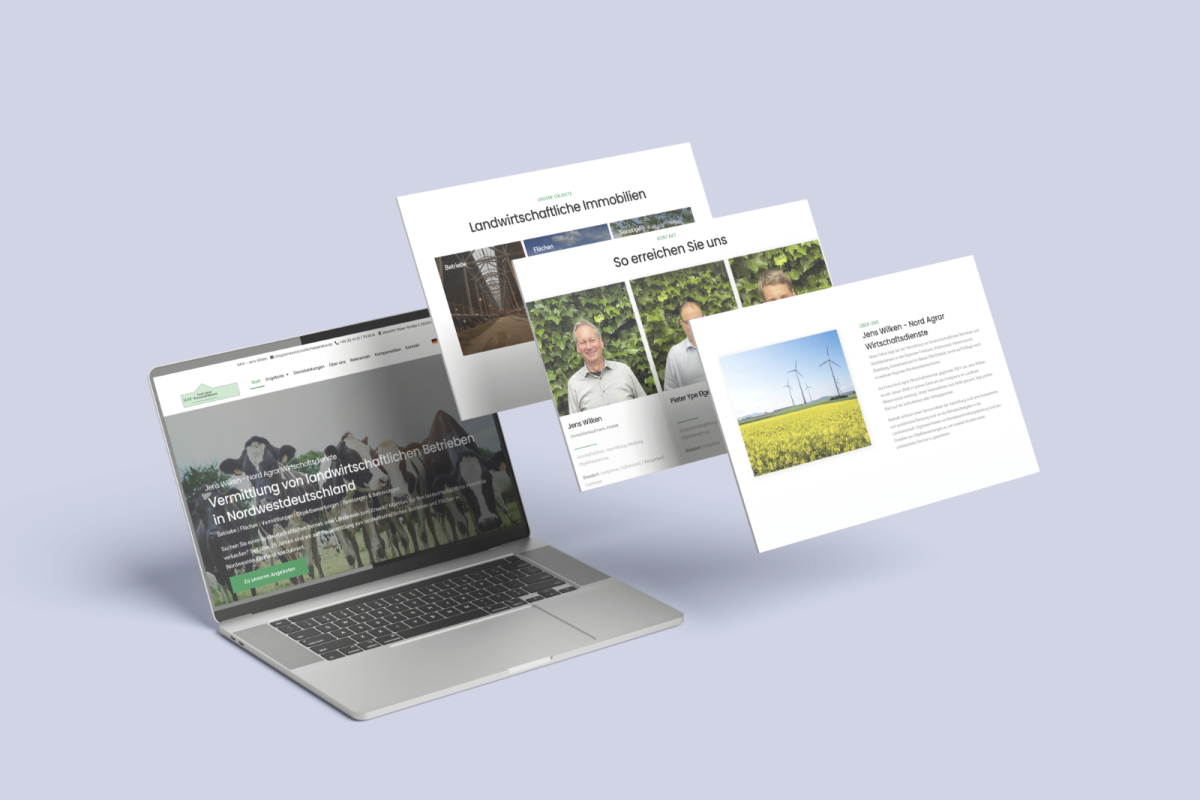 Laptop-Ansicht der neuen SEO und GEO Website für Nord Agrar Wirtschaftsdienste.