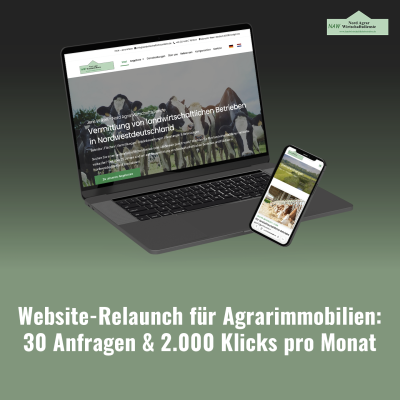 30 Anfragen pro Monat für Agrarimmobilien: Relaunch, SEO und KI-Sichtbarkeit