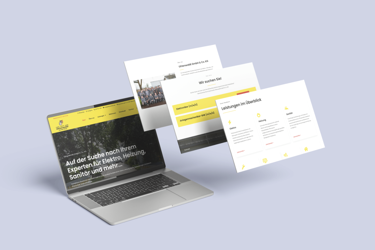 Laptop-Ansicht der Website der Uhtenwoldt GmbH & Co. KG