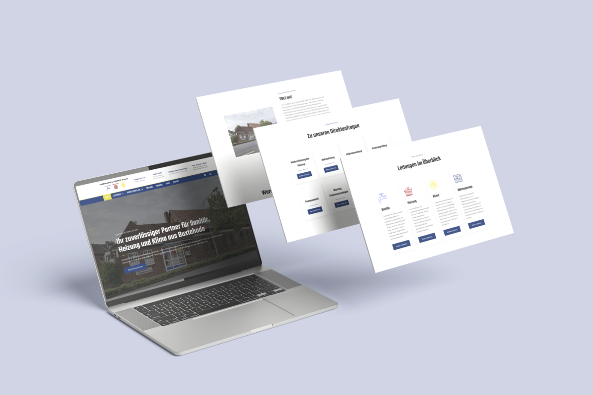 Website der Husmann & Dreier GmbH, als SHK-Betrieb Platz 1 bei Google