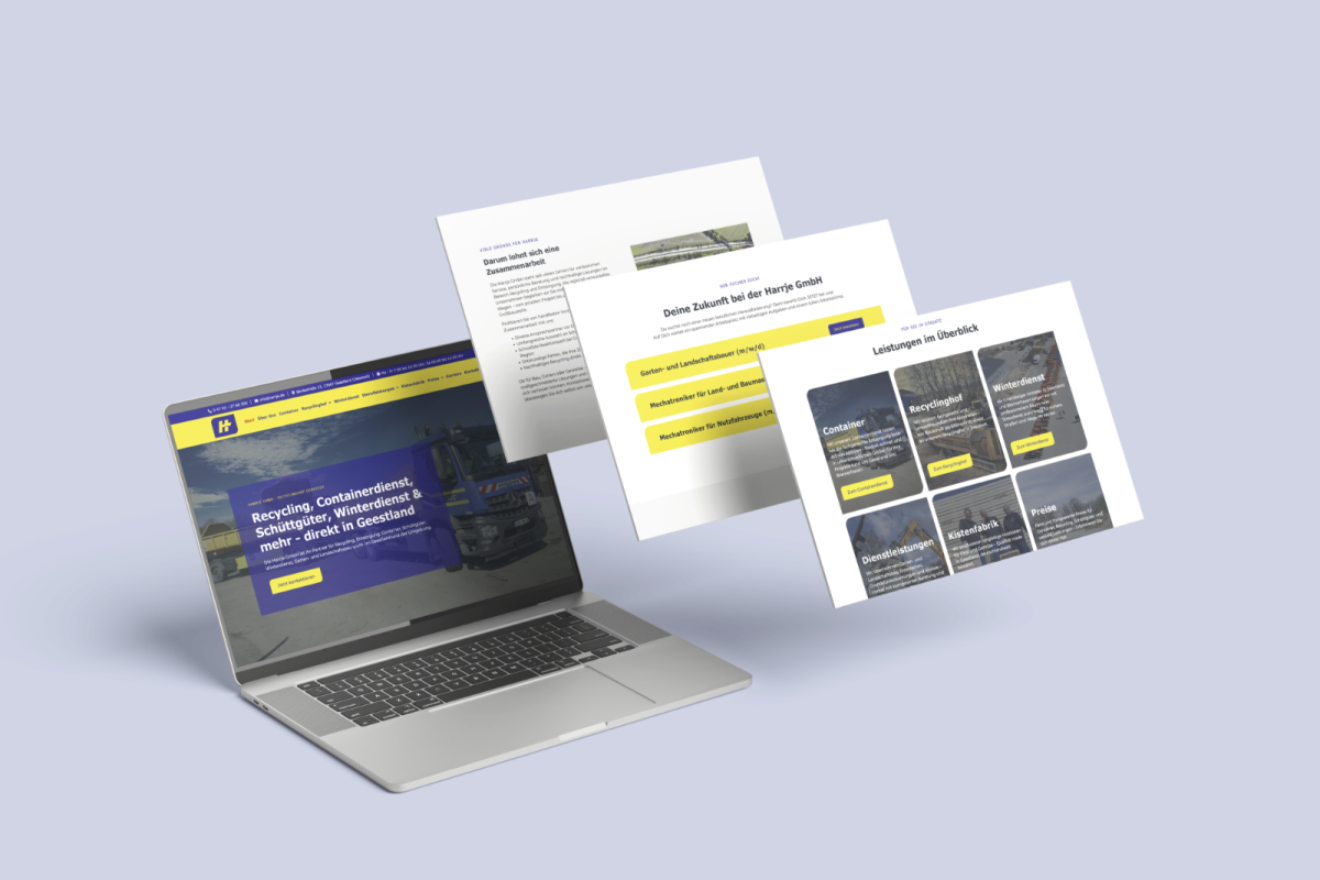 Laptop-Ansicht der Website des Recyclinghof Debstedt der Harrje GmbH.