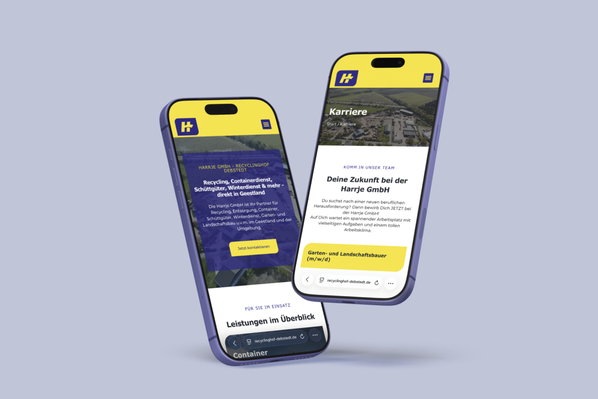 Mobil-Ansicht der Website des Recyclinghof Debstedt der Harrje GmbH.