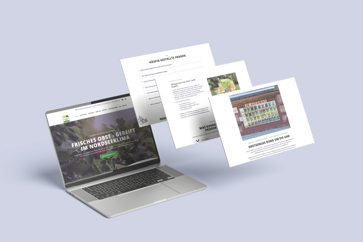 Laptop-Ansicht der Website von Obsthof Hahl.