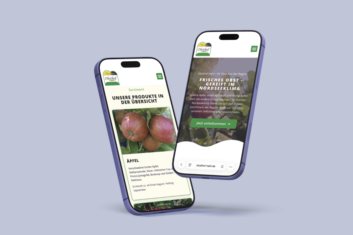 Mobil-Ansicht der Website von Obsthof Hahl.