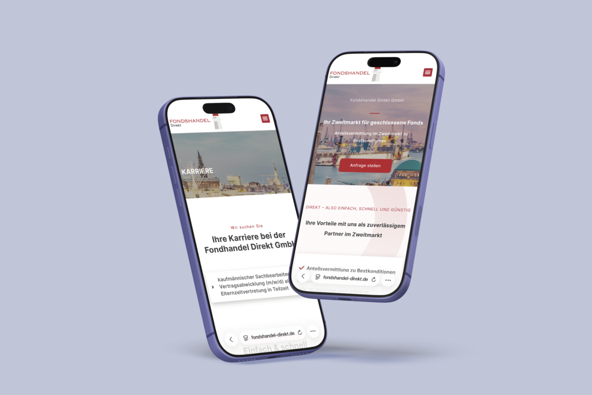 Mobile-Ansicht der Website der Fondshandel Direkt GmbH.