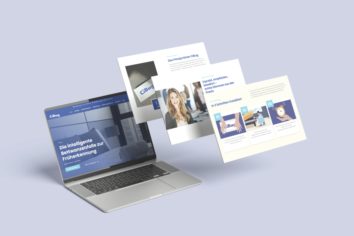 Laptopansicht des Onepagers von CiBug.
