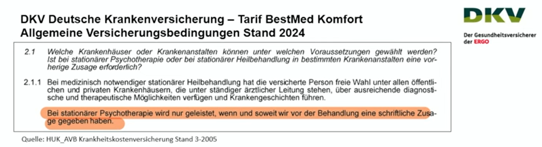 Beispiel DKV BestMed - Abrechnung stationäre Psychotherapie