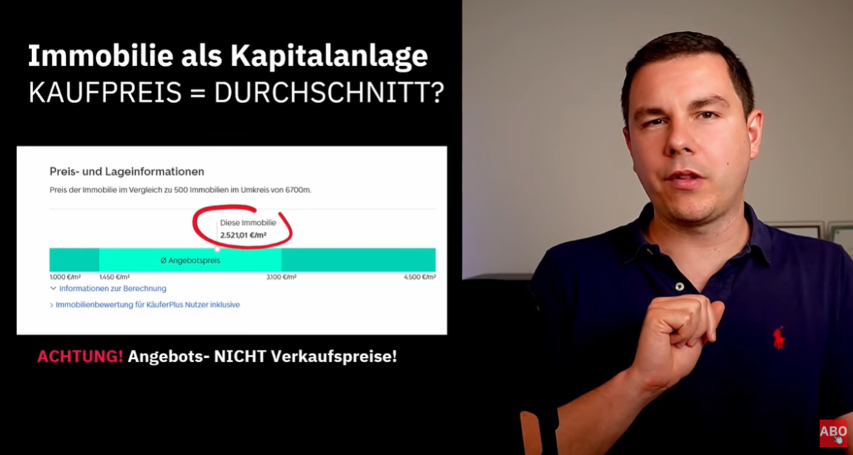 In Immobilienportalen finden sich Angebotspreise und nicht echte Verkaufspreise!