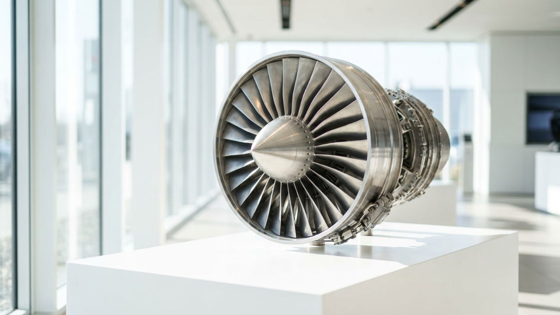 Ein modernes Flugzeugtriebwerk, das den Einsatz von Rhenium demonstriert.