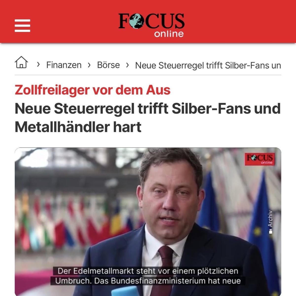 Ausschnitt aus dem Artikel von Focus Online zur neuen Steuerregel. Quelle: https://www.focus.de/finanzen/boerse/neue-steuerregel-trifft-silber-fans-und-metallhaendler-hart_8296b4a1-105c-4924-ac26-6f57d1a558d9.html , abgerufen am 21.05.2026