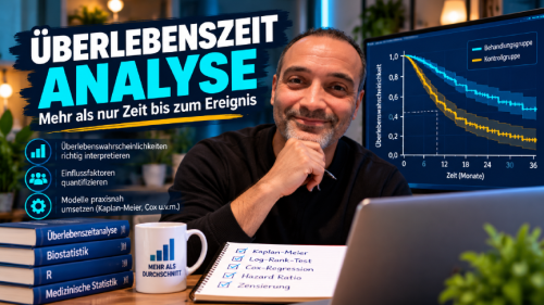 Überlebenszeitanalyse untersucht Zeit bis zum Ereignis und berücksichtigt Zensierung.