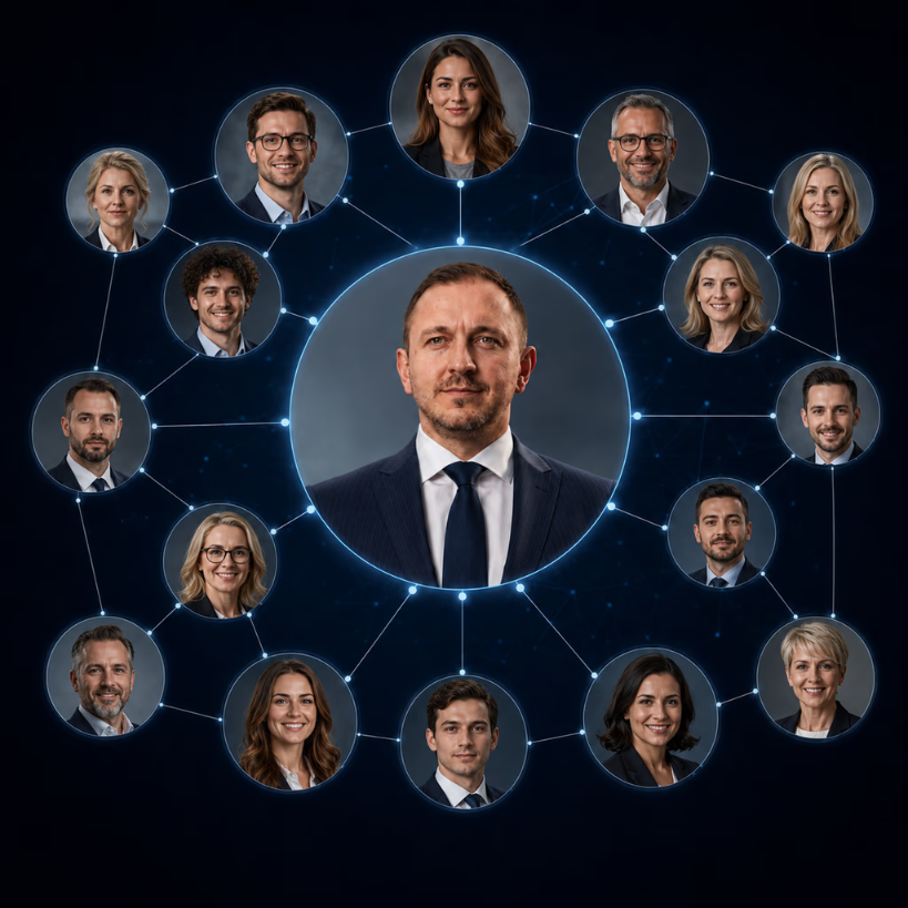 Das Netzwerk von Experten für VOB Schulung Anbieter zeigt verschiedene professionelle Gesichter.