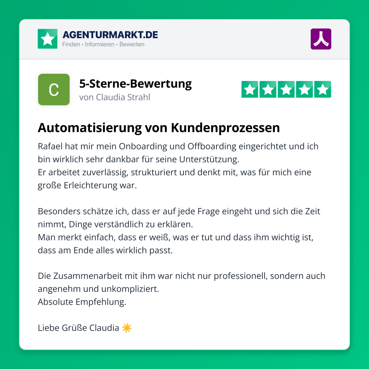 5 Sterne KI Automatisierung von JinTo Solutions
