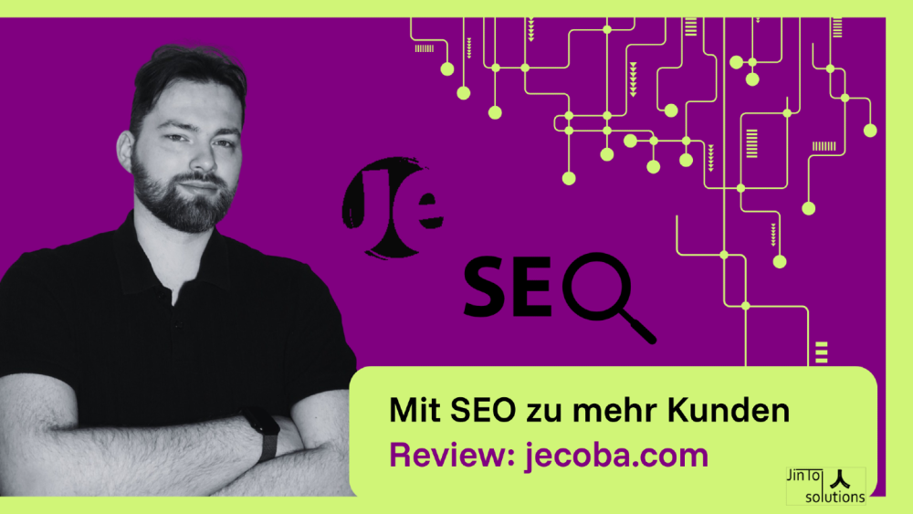 Mann präsentiert SEO-Strategien für mehr Kunden bei jecoba.com.