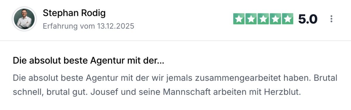 Das Testimonial spricht für sich.