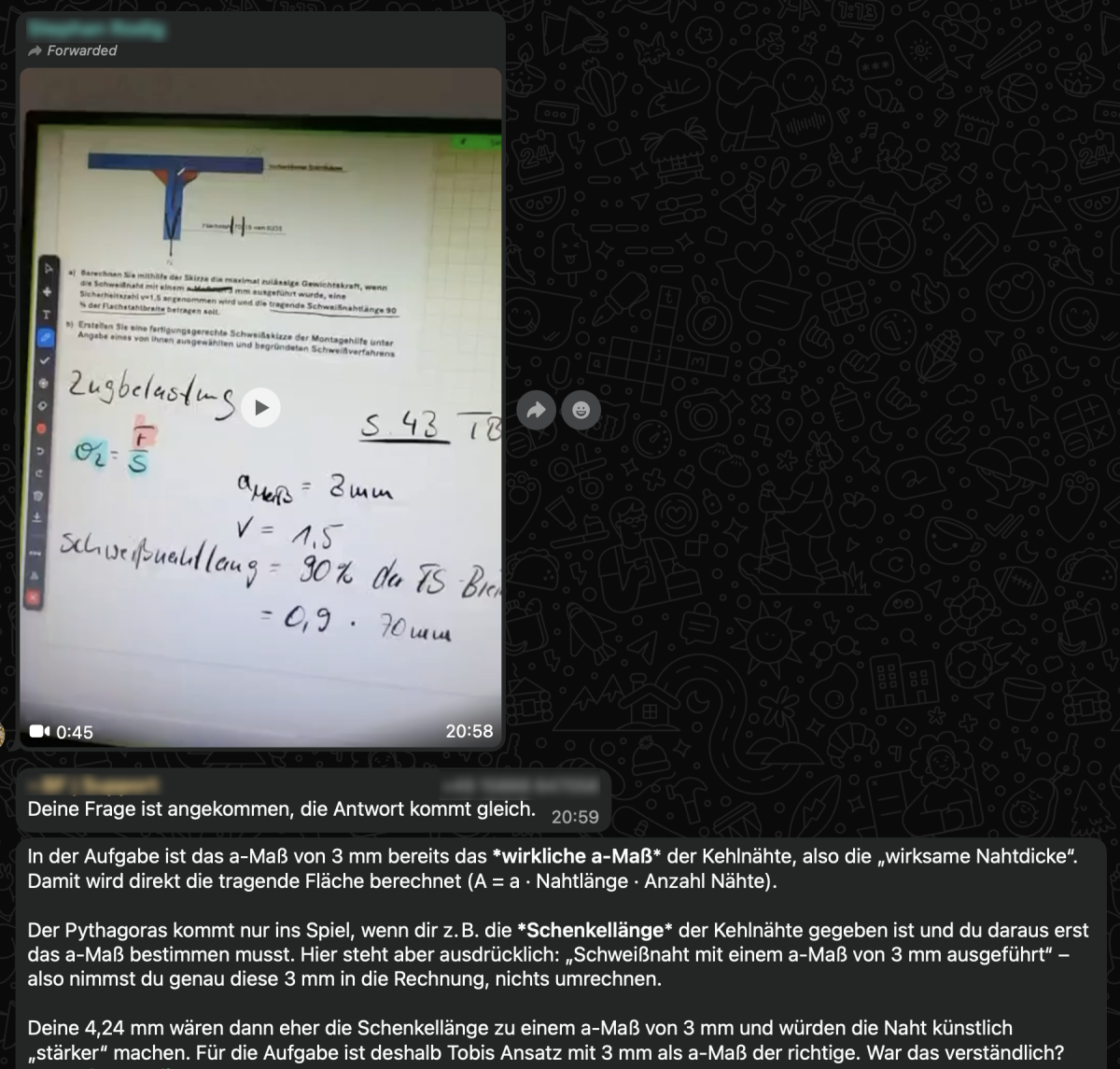 Unser n8n WhatsApp-Agent bNEXUS/b verarbeitet Video, Bild und Text gleichzeitig, erkennt handschriftliche Notizen und Aufgabenstellungen, kombiniert sie mit Fachwissen und liefert kontextgenaue Erklärungen und Korrekturen in Echtzeit.