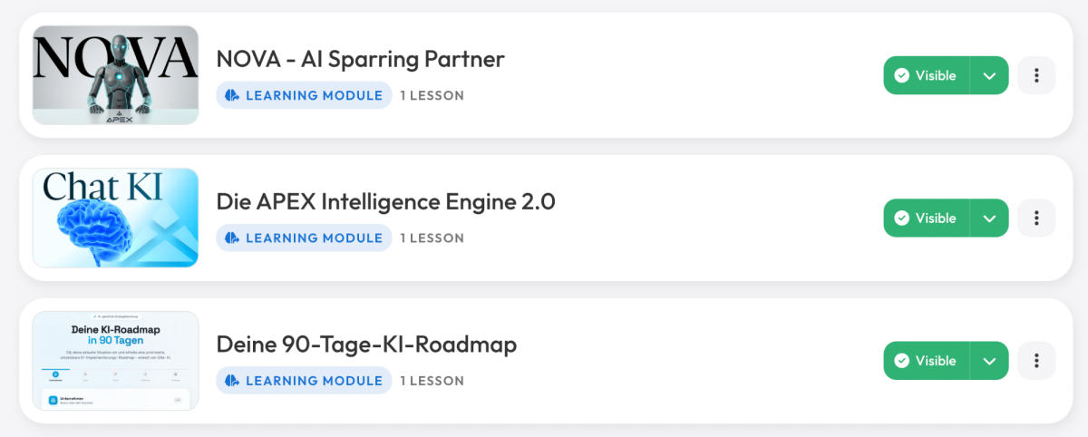 Unsere Kunden bekommen innerhalb der LearningSuite leistungsstarke KI-Tools an die Hand, mit denen sie ihre Produktivität maximieren und konkrete KI-Anwendungsfälle für ihr Business erschließen können.