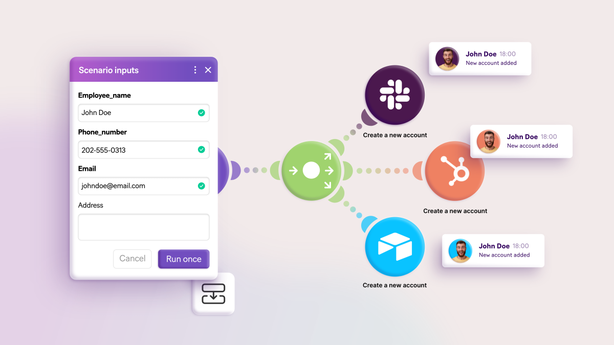 Make (ehemals Integromat) – die visuelle Automatisierungsplattform, mit der Unternehmen Workflows zwischen Apps verbinden, Daten verarbeiten und Prozesse ohne Code skalieren können. Quelle: Make.com