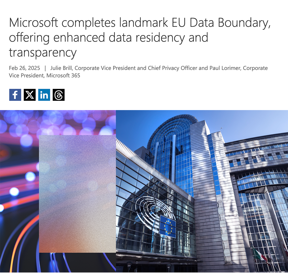 Die EU-Datengrenze (EU Data Boundary) für die Microsoft Cloud - Quelle: https://blogs.microsoft.com/on-the-issues/2025/02/26/microsoft-completes-landmark-eu-data-boundary-offering-enhanced-data-residency-and-transparency/