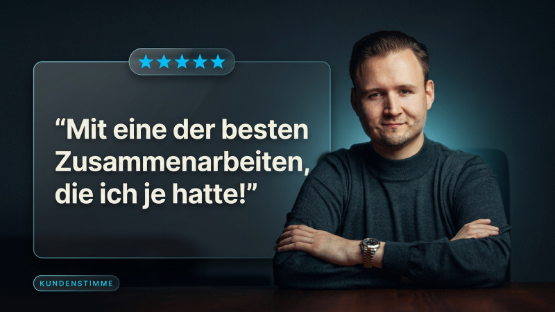 Positive Kundenstimme zur KI und Automatisierung mit fünf Sternen.