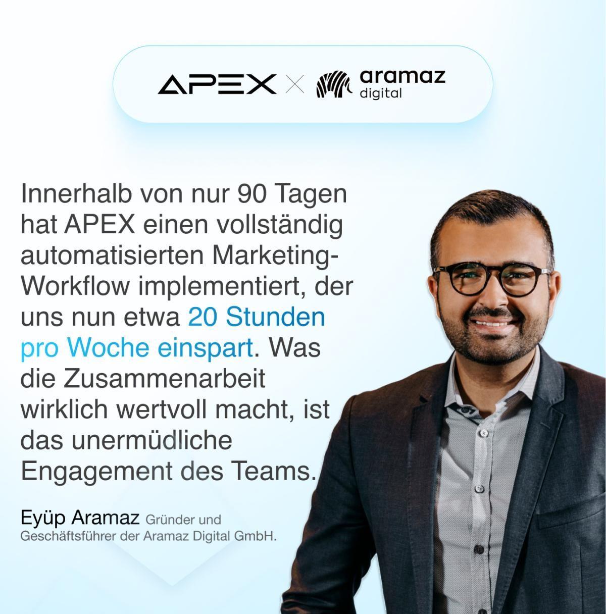 Für Aramaz Digital haben wir innerhalb von 90 Tagen einen automatisierten Marketing-Workflow aufgebaut, der dem Team heute rund 20 Stunden pro Woche spart. Statt manueller Abstimmungen, repetitiver Aufgaben und fragmentierter Prozesse läuft ein zentraler Teil des Marketings nun strukturiert, automatisiert und nachvollziehbar. Das Ergebnis: mehr Geschwindigkeit im Fulfillment, weniger operative Reibung und mehr Fokus auf strategische Arbeit. Genau solche Systeme bauen wir für Teams, die nicht noch mehr Tools brauchen, sondern Prozesse, die wirklich funktionieren.