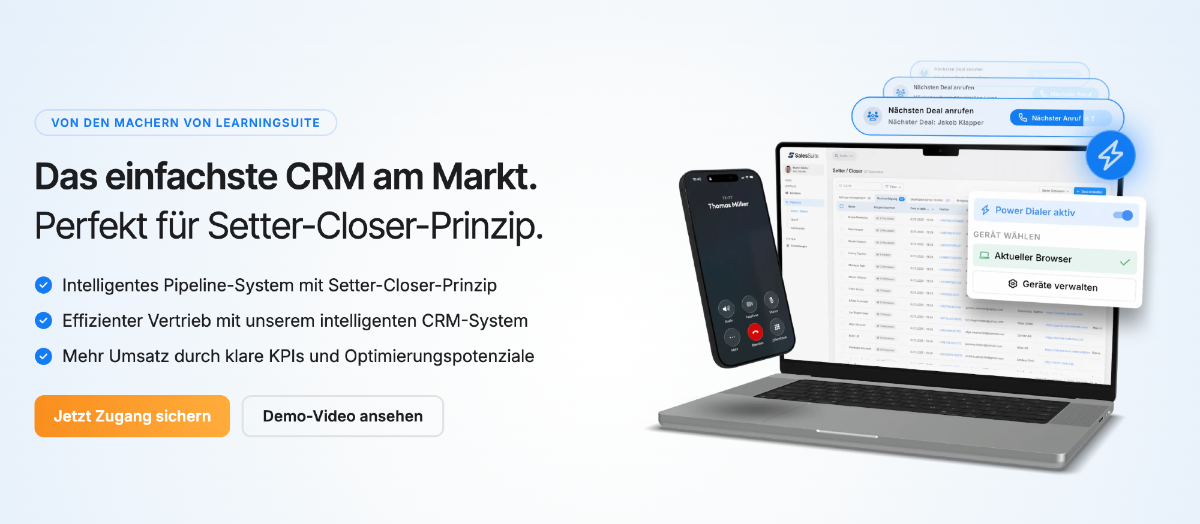 Mit dem SalesSuite Pipeline System baust du den idealen Vertriebsprozess. Ideal für Kaltakquise & Online-Marketing-Funnels.