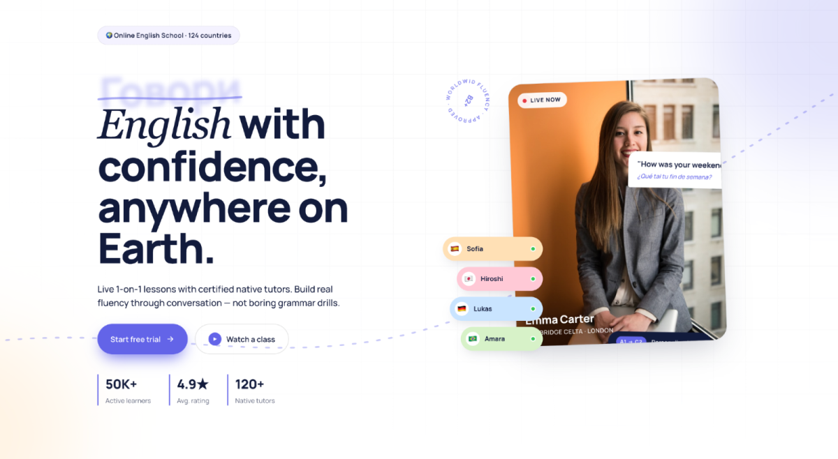 Das Design folgt einem Playful Style mit kräftigen Farben, pillenförmigen Buttons, schwebenden UI-Elementen (Floating Chips) und weichen Blur-Effekten. Es wirkt modern, freundlich und zugänglich, ohne dabei unprofessionell zu erscheinen. Dieser Stil wird häufig von SaaS-, AI- und EdTech-Unternehmen genutzt, um Vertrauen aufzubauen und gleichzeitig eine lebendige, interaktive Nutzererfahrung zu schaffen.