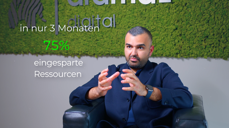 Mann erklärt in einem Interview, wie 75% Ressourcen durch KI in 3 Monaten eingespart wurden.