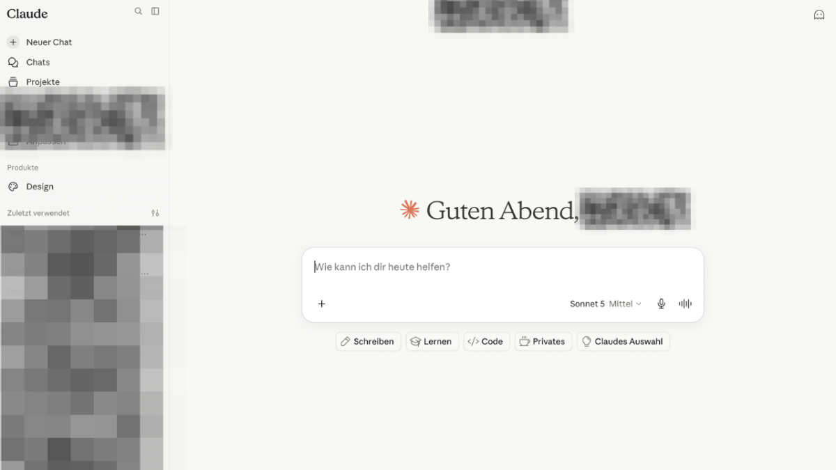 Screenshot der Claude Chat-Oberfläche mit der Frage zur Nutzung von Claude.