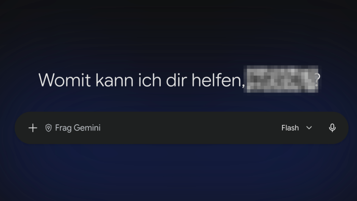 Interaktive Oberfläche von Google Gemini mit Hilfsanfrage.