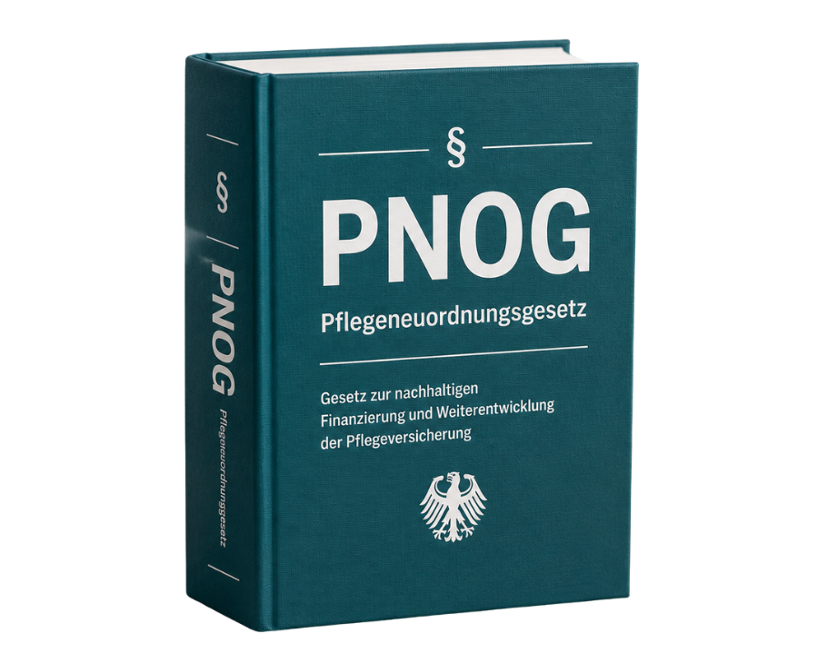 Das Pflegeneuordnungsgesetz PNOG als Buch, wichtig für die Pflegeversicherung.