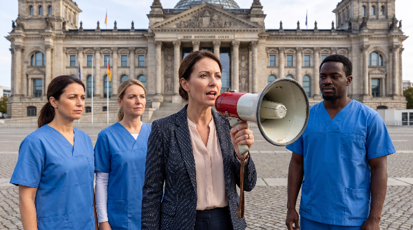 Demonstration zur Pflegegesetz-Reform vor dem Reichstag in Berlin.