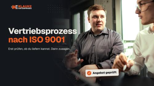 Vertriebsprozess nach ISO 9001, nachgestellt durch ein Gespräch am Tisch